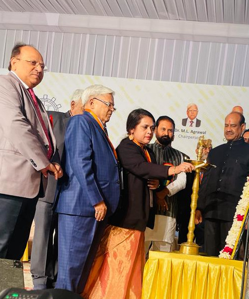 Lighting the Lamp with Hon'ble Speaker of Lok Sabha Om Birla at the Annual National Conference Association of Industrial Psychiatry of India 19 th Dec 2022